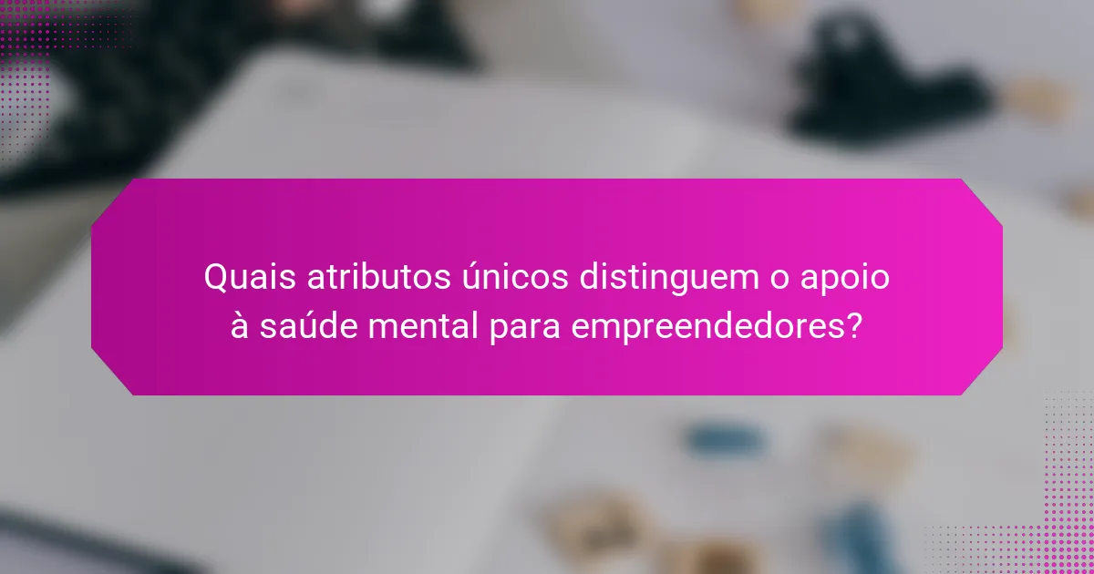 Quais atributos únicos distinguem o apoio à saúde mental para empreendedores?
