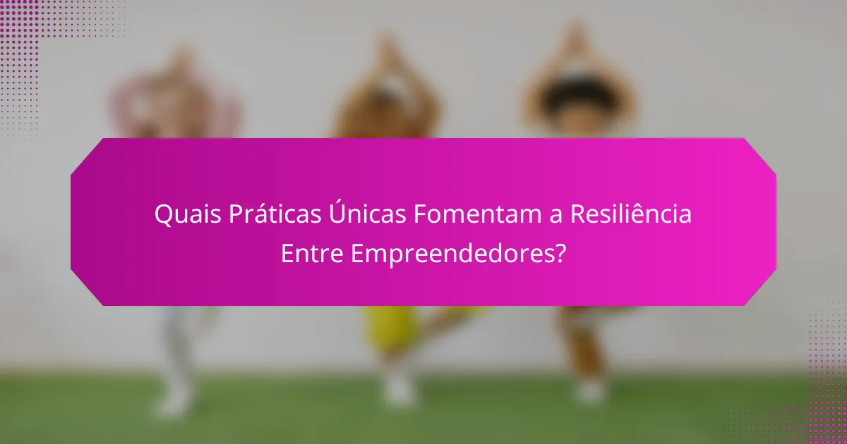 Quais Práticas Únicas Fomentam a Resiliência Entre Empreendedores?