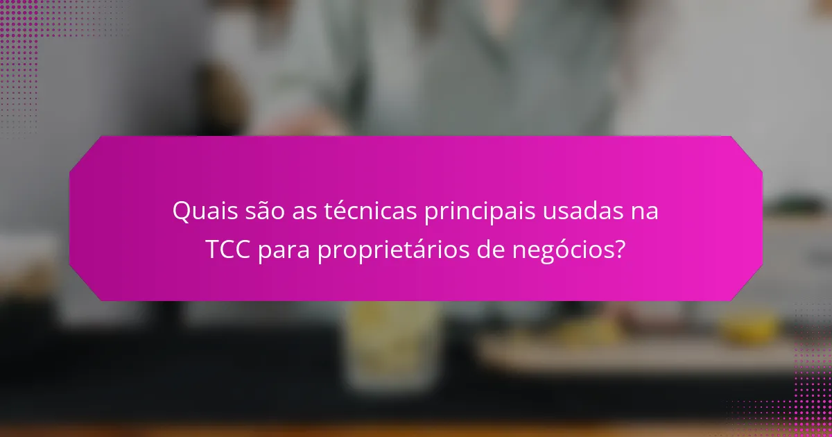Quais são as técnicas principais usadas na TCC para proprietários de negócios?