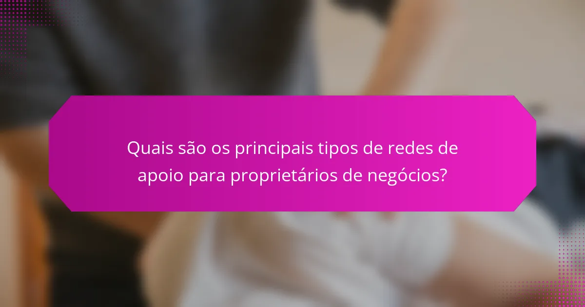 Quais são os principais tipos de redes de apoio para proprietários de negócios?